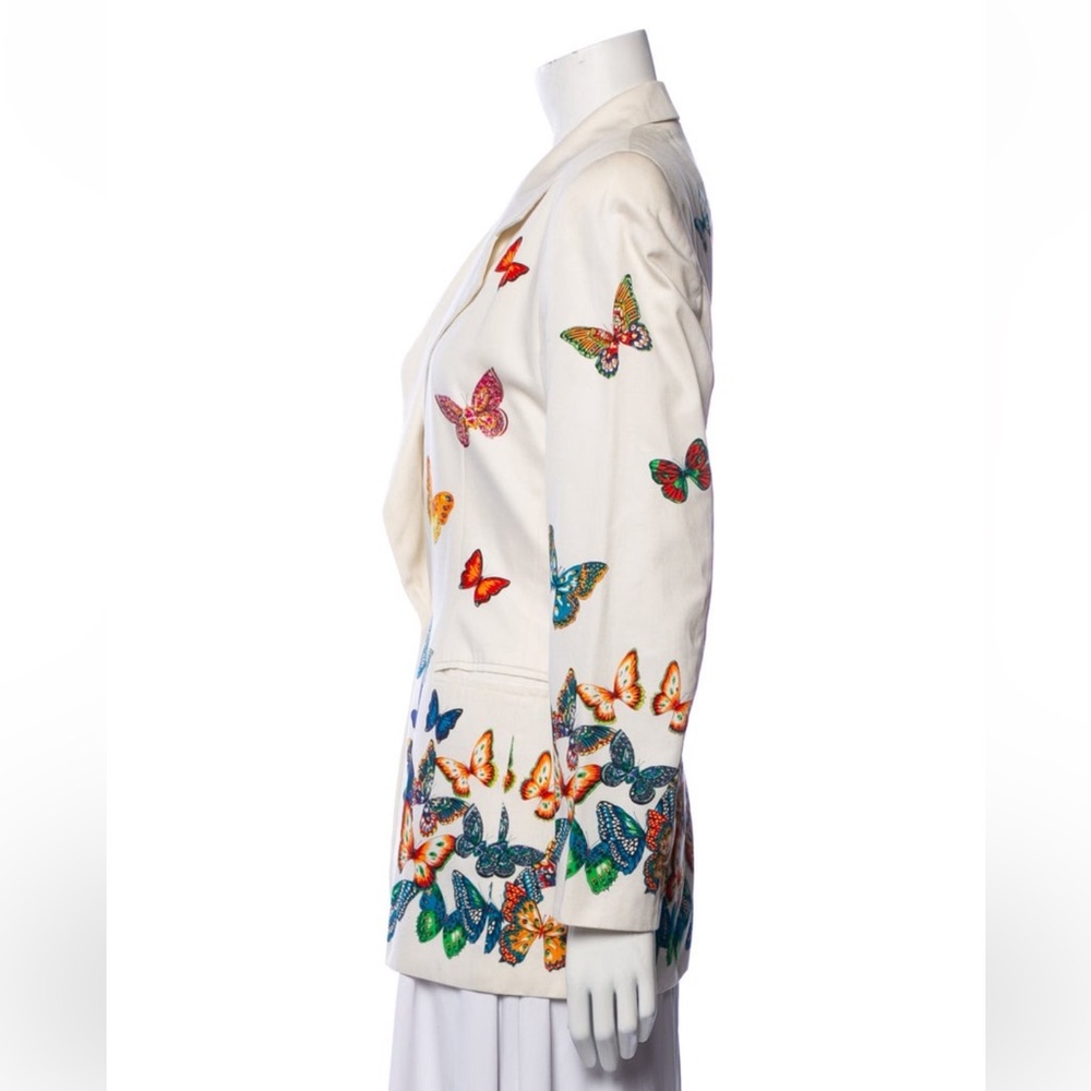 Vintage Escada Women's White Blazer with Colorful Butterfly Design - Picture 13 of 14